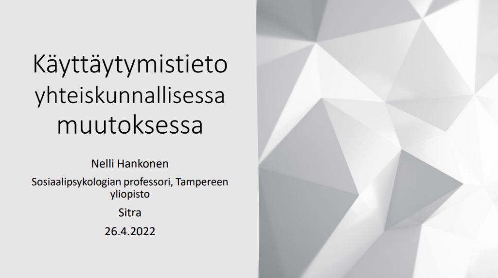 Nelli Hankosen esityksen otsikko-slide