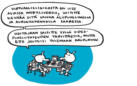 Kuvitus virtuaaliklinikan käytöstä