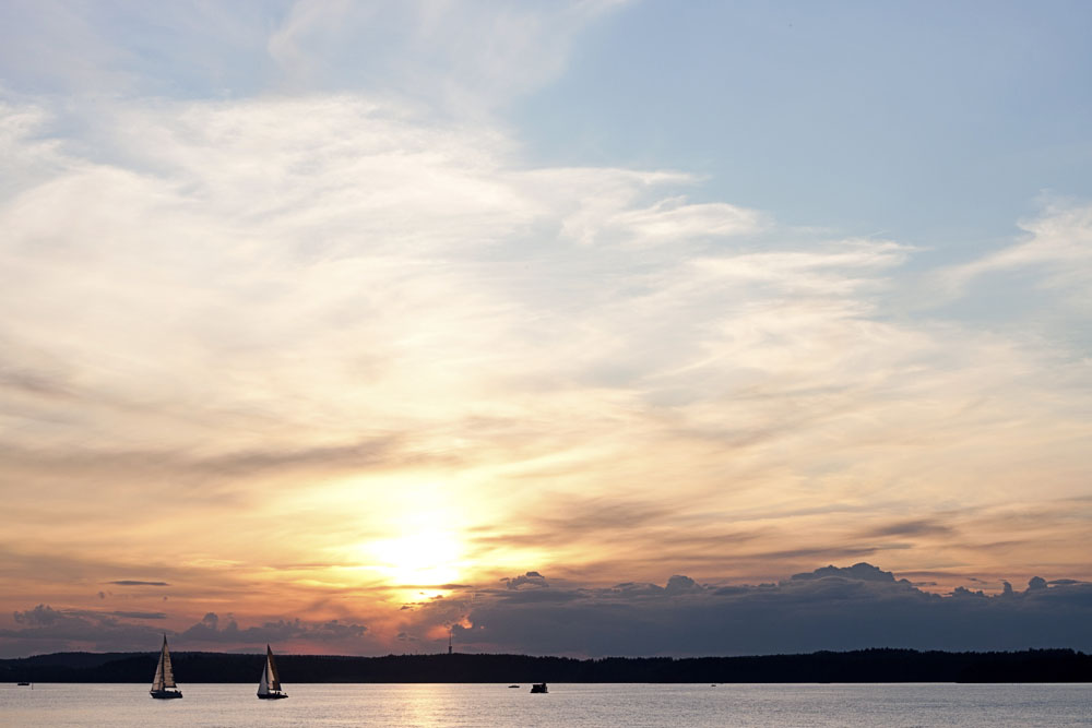 Auringonlasku Näsijärvellä