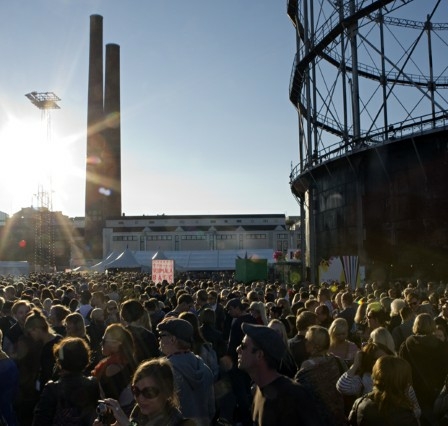 Crowd in sunset