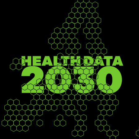 Text Health data 2030 on top of the Europe's map.