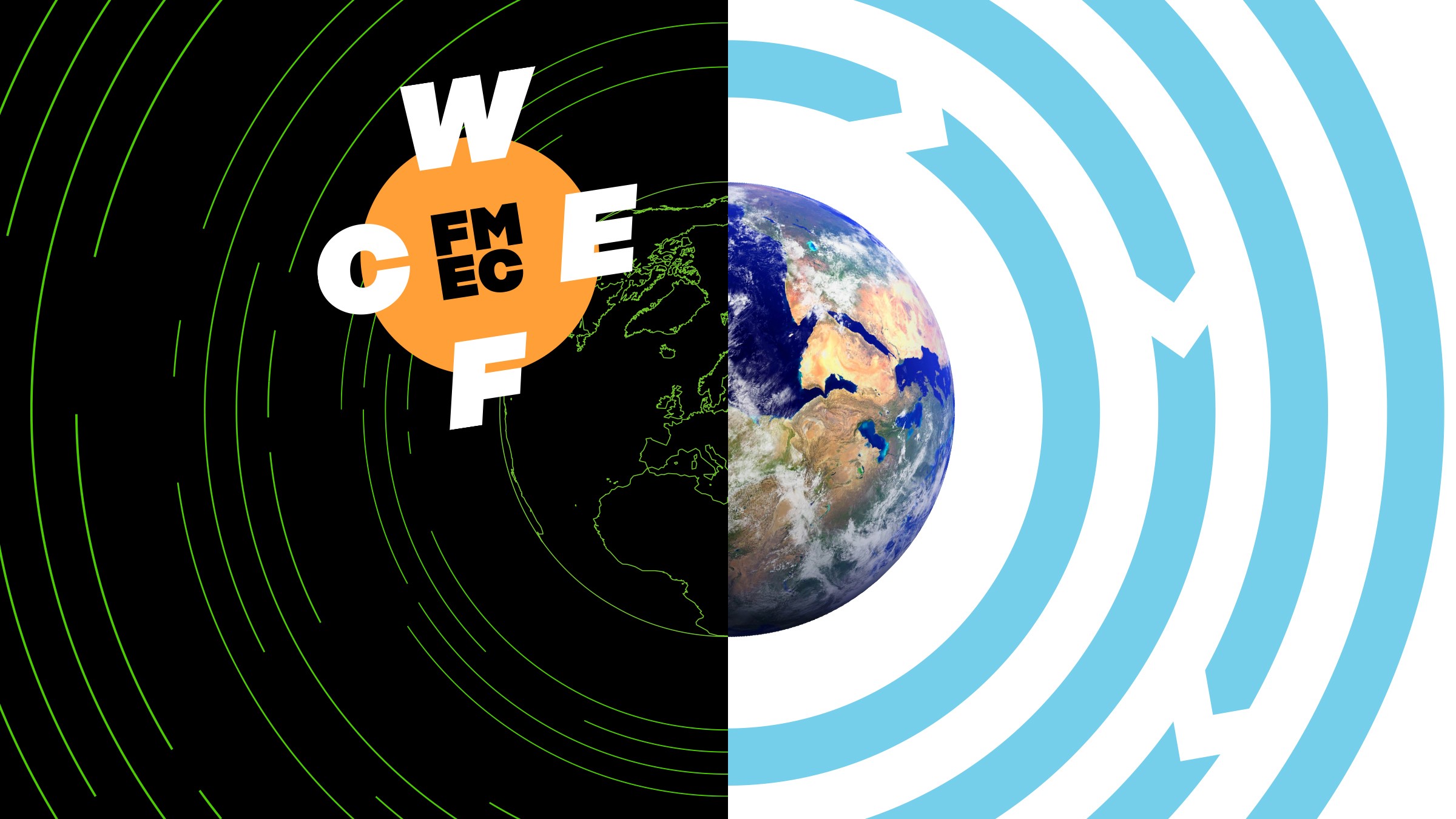 Earth with one normal half and the other half with black and green outlines