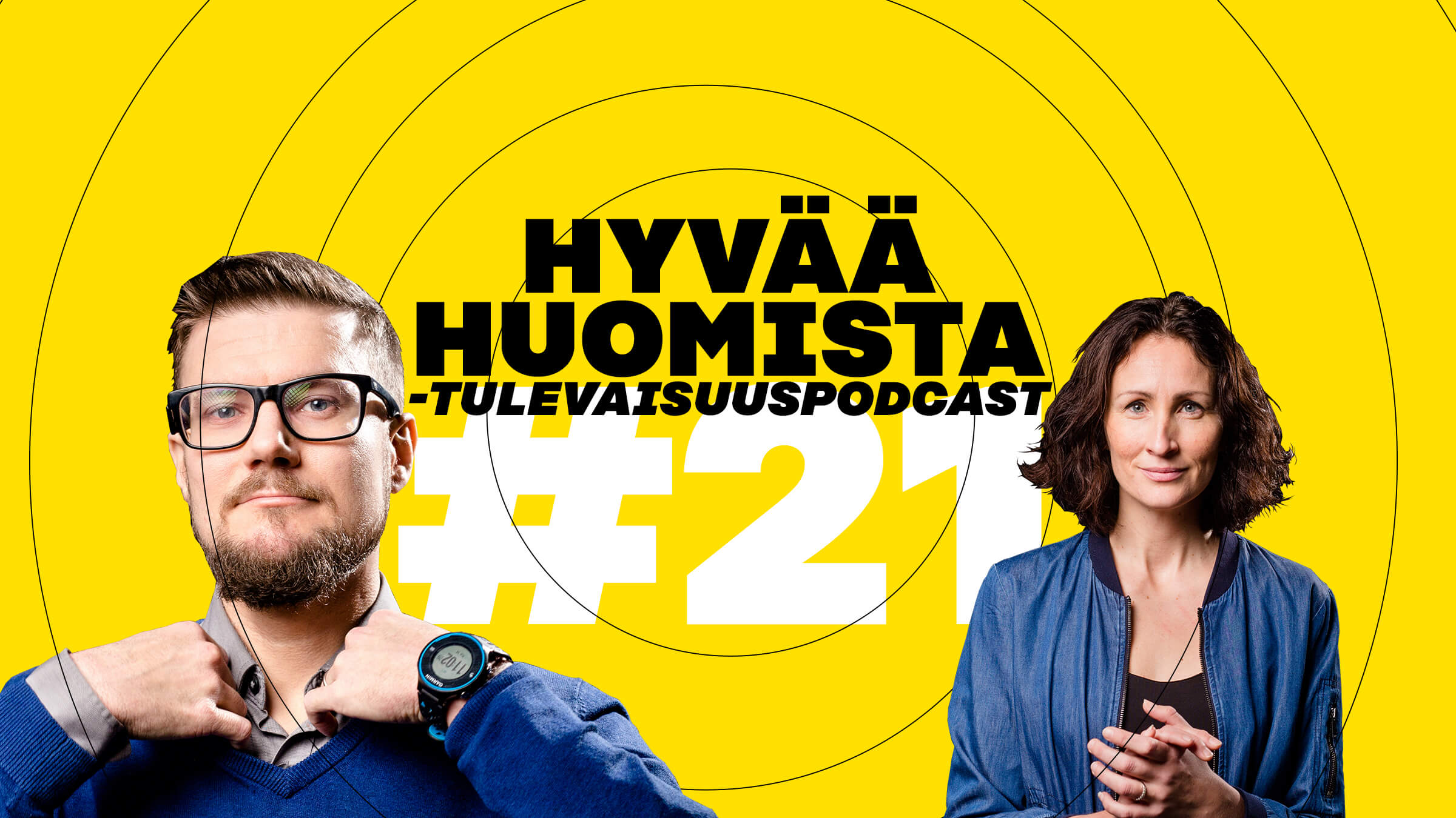 Kuvassa juontajat Jukka Vahti ja Anna Solovjew-Wartiovaara.