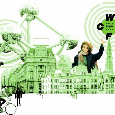 several famous buildings and monuments from Brussels assembled above the WCEF2024 logo