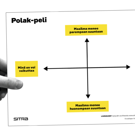 Kuvassa käsi, joka pitelee työpohjaa.